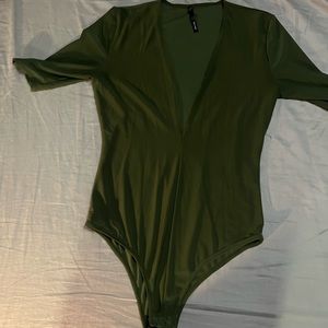 Deep V Dark Green bodysuit